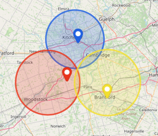 Location Map Service Areas