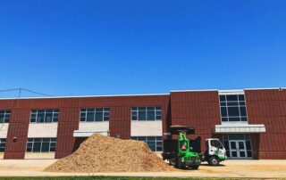 commercial building having landscaping completed